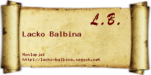 Lacko Balbina névjegykártya